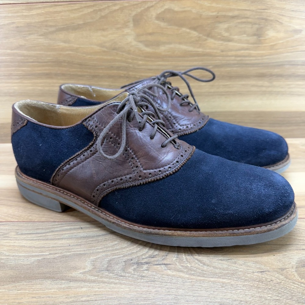 Frye Mens Oxfords Size 9.5‎ D Jim Saddle Navy Blue Suede Casual Comfort Shoes